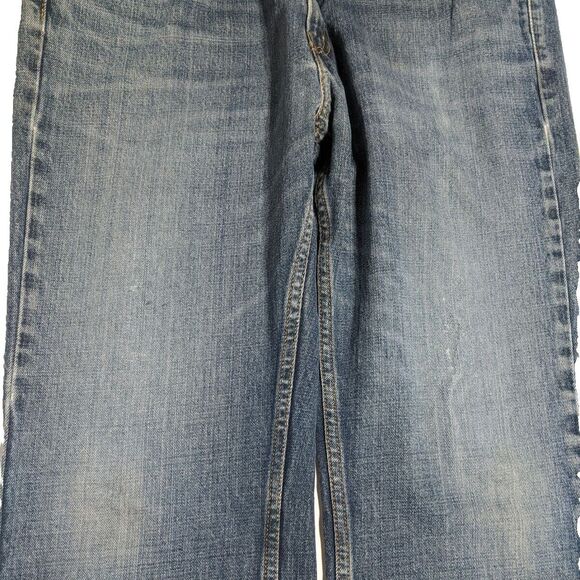 Levi's Jeans Men 36x30 Vintage 527 Blue Denim Dark Wash Frayed Hem Bootcut - Picture 11 of 16
